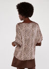 Leopard Oversized Tee Satin Top, Pink, large