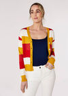 Knitted Multistripe Cardigan, Orange, large