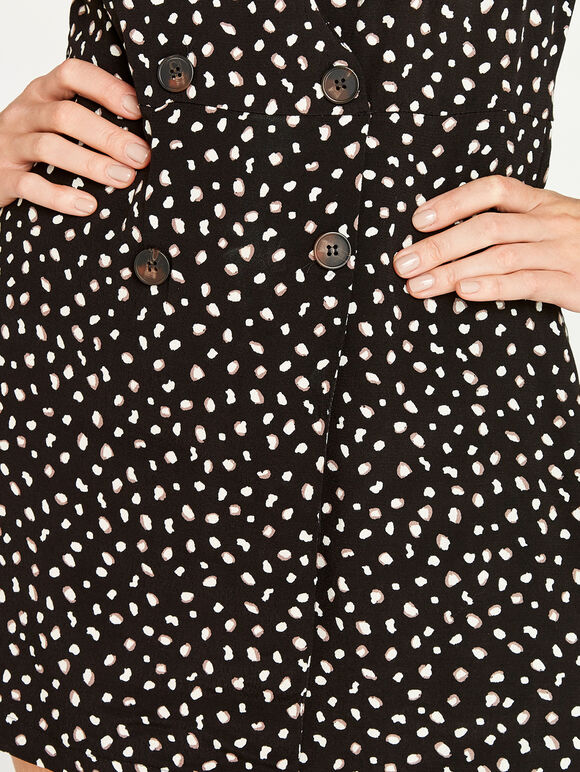 Animal Tuxedo Skort Playsuit, Black, large