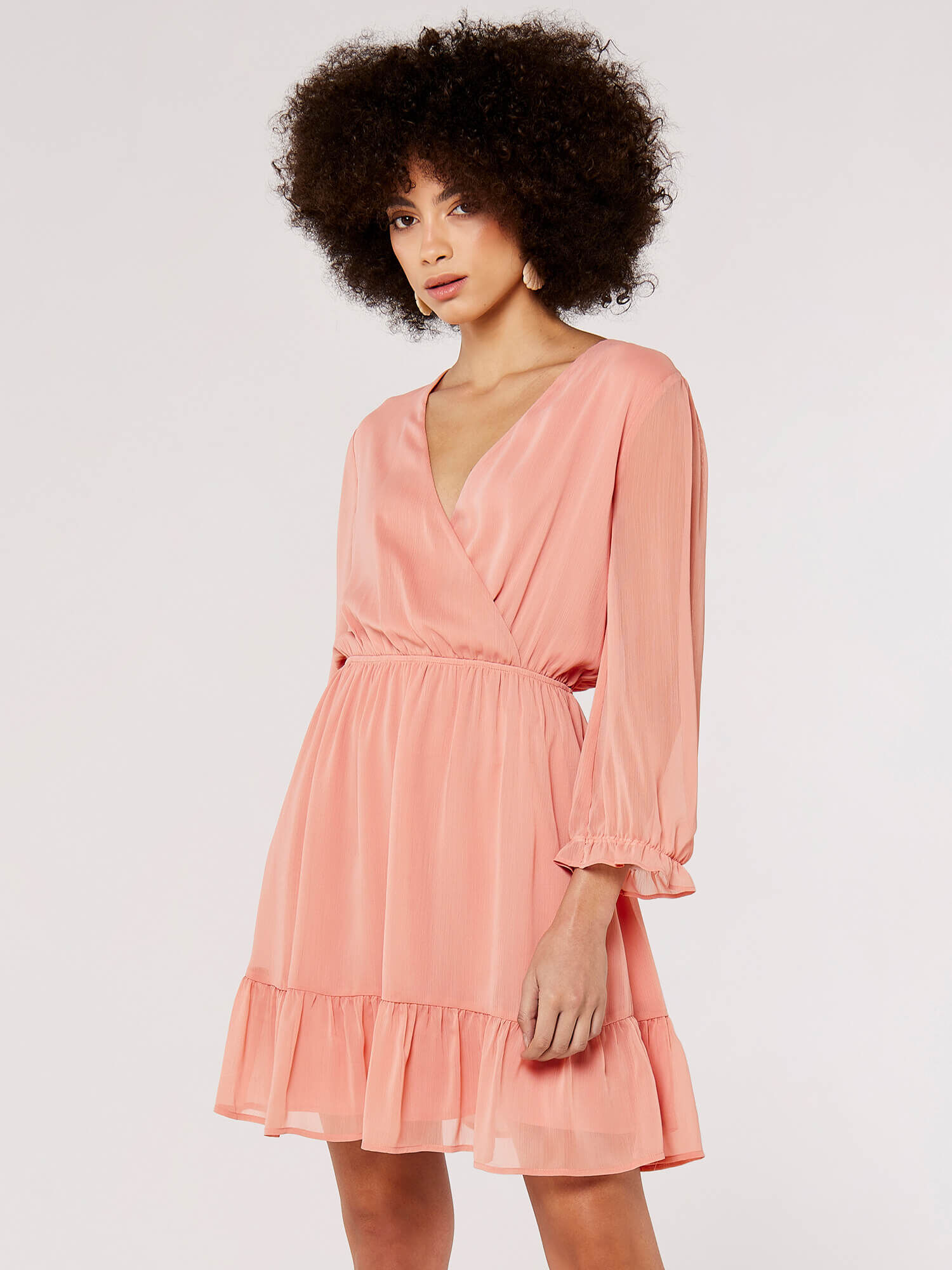 Pink chiffon wrap dress top