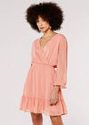 Crinkle Chiffon Wrap Mini Dress, Pink, large