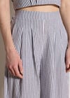 Stripe Wide Leg Trousers, Navy, large