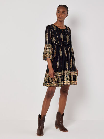 Paisley Shimmer Mini Dress