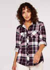 Check Brushed Jersey Shirt, Purple, large