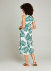 Braided Neck Palm Leaf Midi Dress, Cream, large