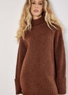 Boucle Knit Fisherman Jumper Mini Dress, Rust, large