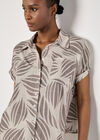 Linen Blend Shell Print Shirt, Stone, large
