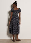 Floral Embroidered Tiered Midi Dress, Navy, large