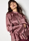 Ruffle Crinkle Satin Top, Pink, large