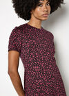 Petal Print Fit And Flare Jersey Mini Dress, Burgundy, large