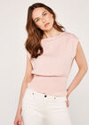 Gingham Shirred Crop Top, Pink, large