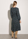 Ditsy Floral Crepe Midi Dress, Navy, large