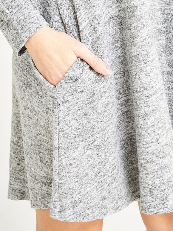 Marl Pocket Swing Dress, Grey, large