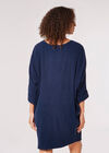 Ribbed Knit Cocoon Mini Dress, Navy, large