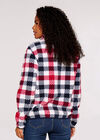 Graphic Check Zipped Fleece Jumper, Red, large