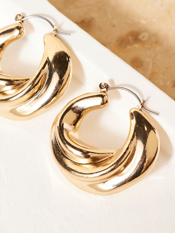 Triple Hoop Gold Tone Earrings, Assorted, large