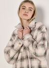 Check Print Fleece Shacket, Stone, large