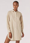 Lightweight Oversized Shirt Mini Dress, Stone, large
