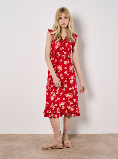 Painterly Floral Midi Dress