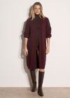 Chunky Cable Knit Longline Cardigan, Plum, large