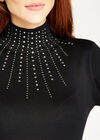 Black Gem And Studs Mock Neck Jumper, Black, large