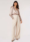 Textured Satin Wrap Top, Stone, large