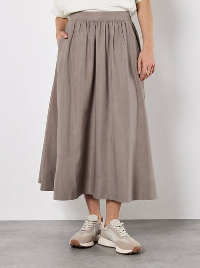 Soft Woven A-Line Midaxi Skirt