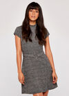 Dogtooth Squared Jacquard Dress, Black, large