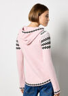 Diamond Pattern Hooded Jumper, Pink, large