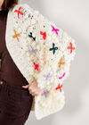 Chunky Knit 3D Flower Cardigan, Cream, large