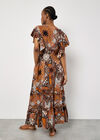 Patchwork Ruffle Tiered Midi Dress, Orange, large