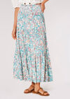 Paisley Tiered Maxi Skirt, Aqua - Turquoise, large