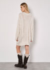 Oversized Cable Knit Jumper Mini Dress, Cream, large