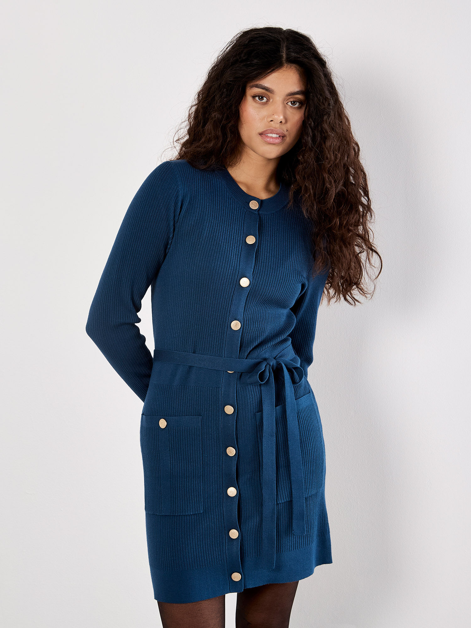 Ribbed Knit Button-Down Mini Dress | Apricot Clothing Ribbed Knit Button-Down Mini Dress | Apricot Clothing