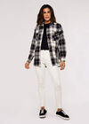 Checked Flannel Shacket, Black, large