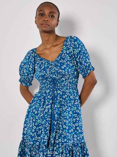 Sarasa Floral Bardot Mini Dress