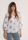 Embroidered Floral Blouse, Green, large