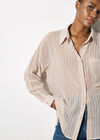 Chenille Stripe Semi-Sheer Shirt, Stone, large