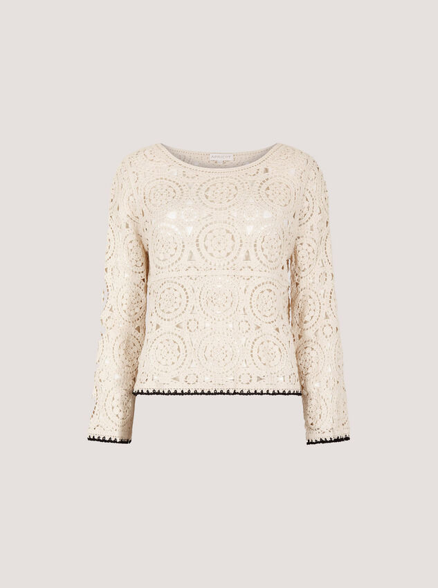 Crochet Circles Blanket Stitch Top, Stone, large
