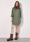 Ribbed Cocoon Mini Dress, Khaki, large