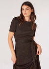 Ribbed Lurex Midi Dress, Black, large