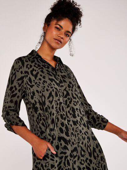 Animal Oversized Shirt Mini Dress
