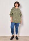 Curve Cable Knit Flecked Jumper, Khaki, large
