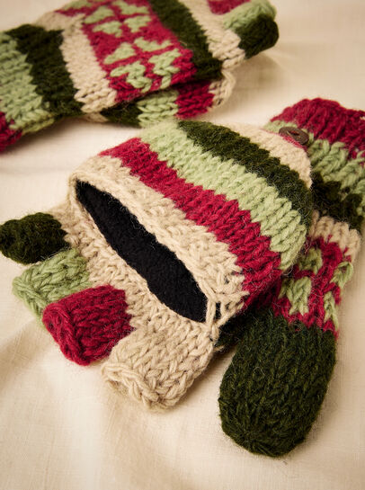 Hand Knitted Striped Gloves