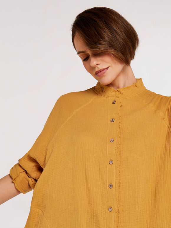 Tetra Oversized Shirt, Mustard, large