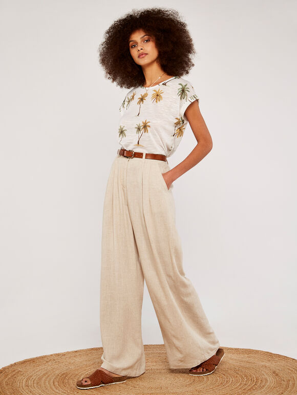 Palm Scene Slub Tee, Mustard, large