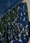 Floral Patchwork Crinkle Wide-Leg Trousers, Navy, large