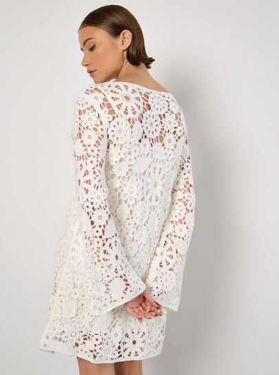 Floral Crochet Shift Mini Dress