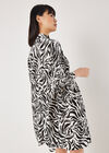 Zebra Oversized Tiered Mini Dress, Black, large