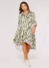 Zebra Oversized Shirt Mini Dress, Khaki, large
